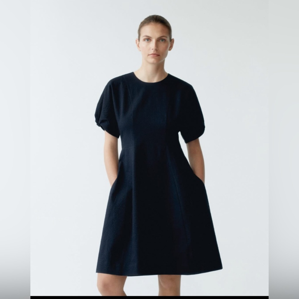 COS Black Puff Sleeve Dress